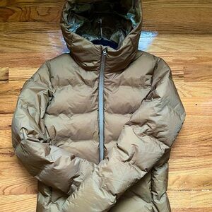 Uniqlo seamless down parka water repellent puffer coat brown XS